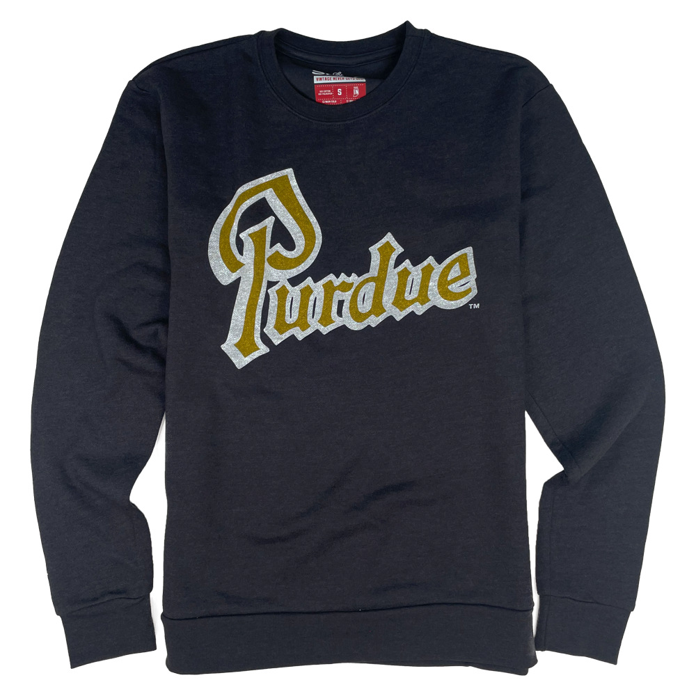 Purdue Drum Script Black Sweatshirt | Purdue University