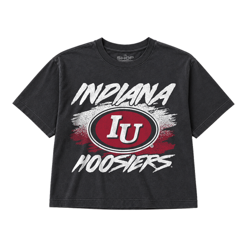 IU Football Oval Logo Splatter Womens Boxy