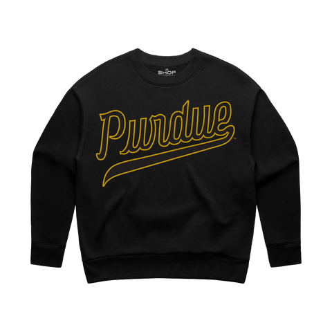 Purdue Basketball Script Womens Relaxed Crewneck