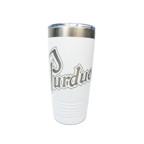 Purdue Drum Script Tumbler White