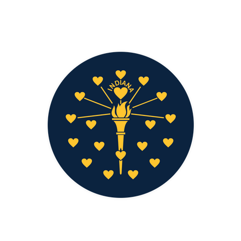 Indiana Flag Hearts Sticker