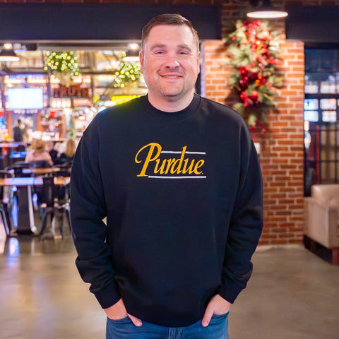 Purdue 90's Script Embroidered Crewneck