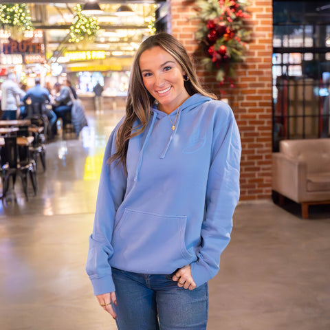 Visit Indy Pigment Dyed Light Blue Hoodie