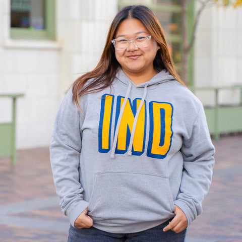 IND Blue & Gold Hoodie Grey