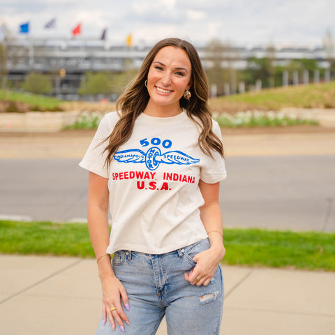500 Speedway Red, White & Blue Womens Boxy