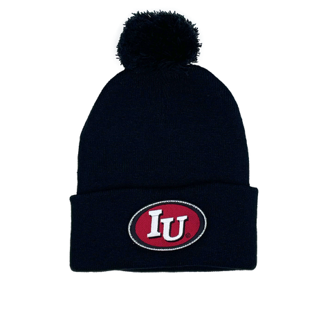 IU Oval Patch Pom Beanie