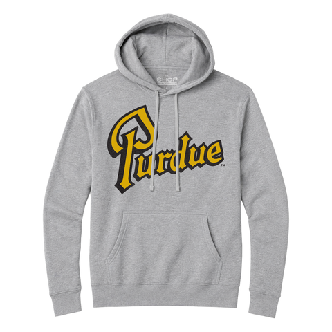Purdue Drum Script Grey Hoodie