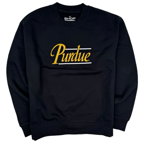 Purdue 90's Script Embroidered Crewneck