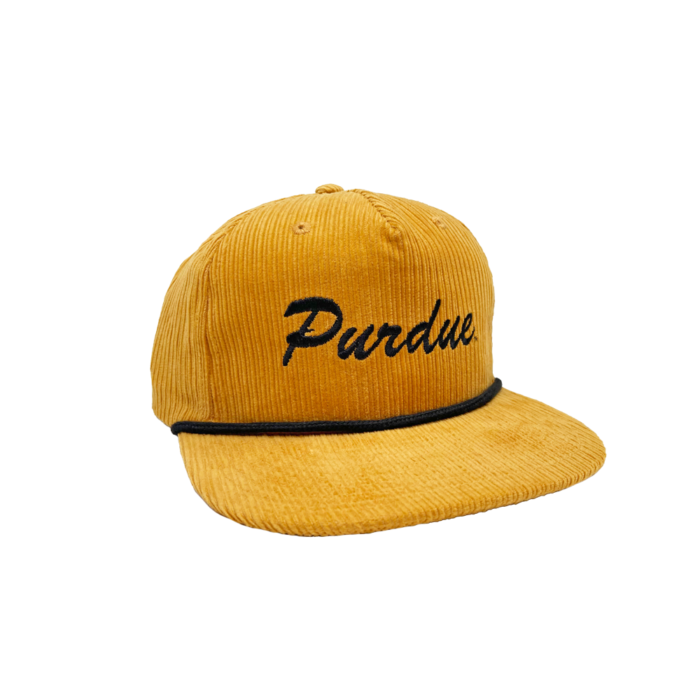Purdue Script Corduroy Hat Gold | Purdue University – The Shop Indy