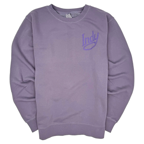 Visit Indy Pigment Dyed Plum Crewneck