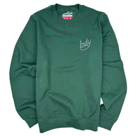 Visit Indy Stitch Green Crewneck