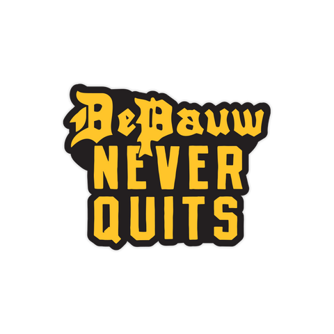 DePauw Never Quits Sticker