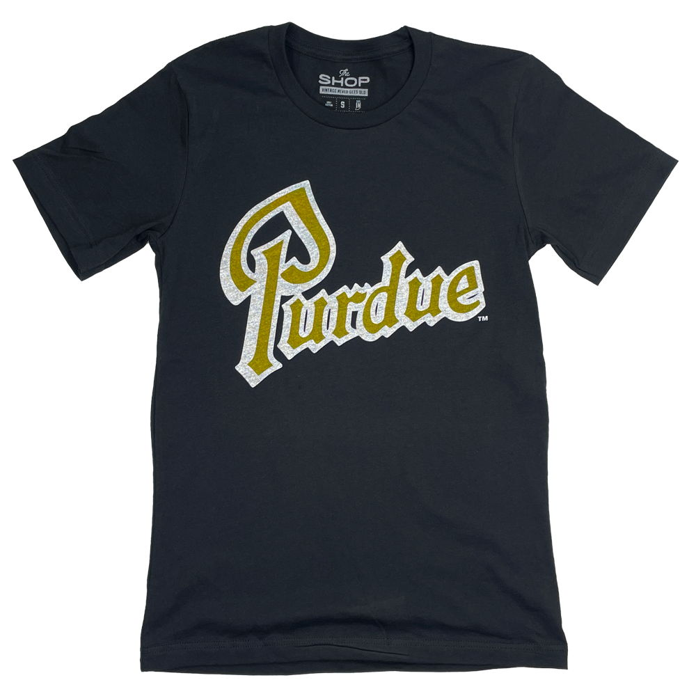 Purdue Drum Script Black T-shirt | Purdue University – The Shop Indy